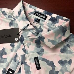 Bad Birdie Mirage Oasis Core Polo Mens Large Shirt Camo Summer Performance NWT‎